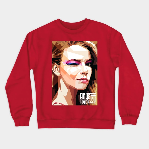 Anya Taylor Joy Pop Art Portrait (WPAP) Crewneck Sweatshirt by RJWLTG